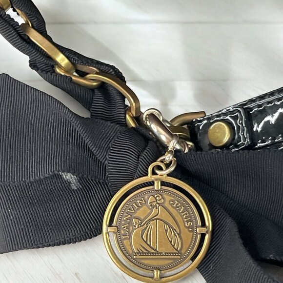 LANVIN "Amalia" Python Print Brown Suede Bucket Shoulder Bag made in Italy 13" H - Picture 12 of 16